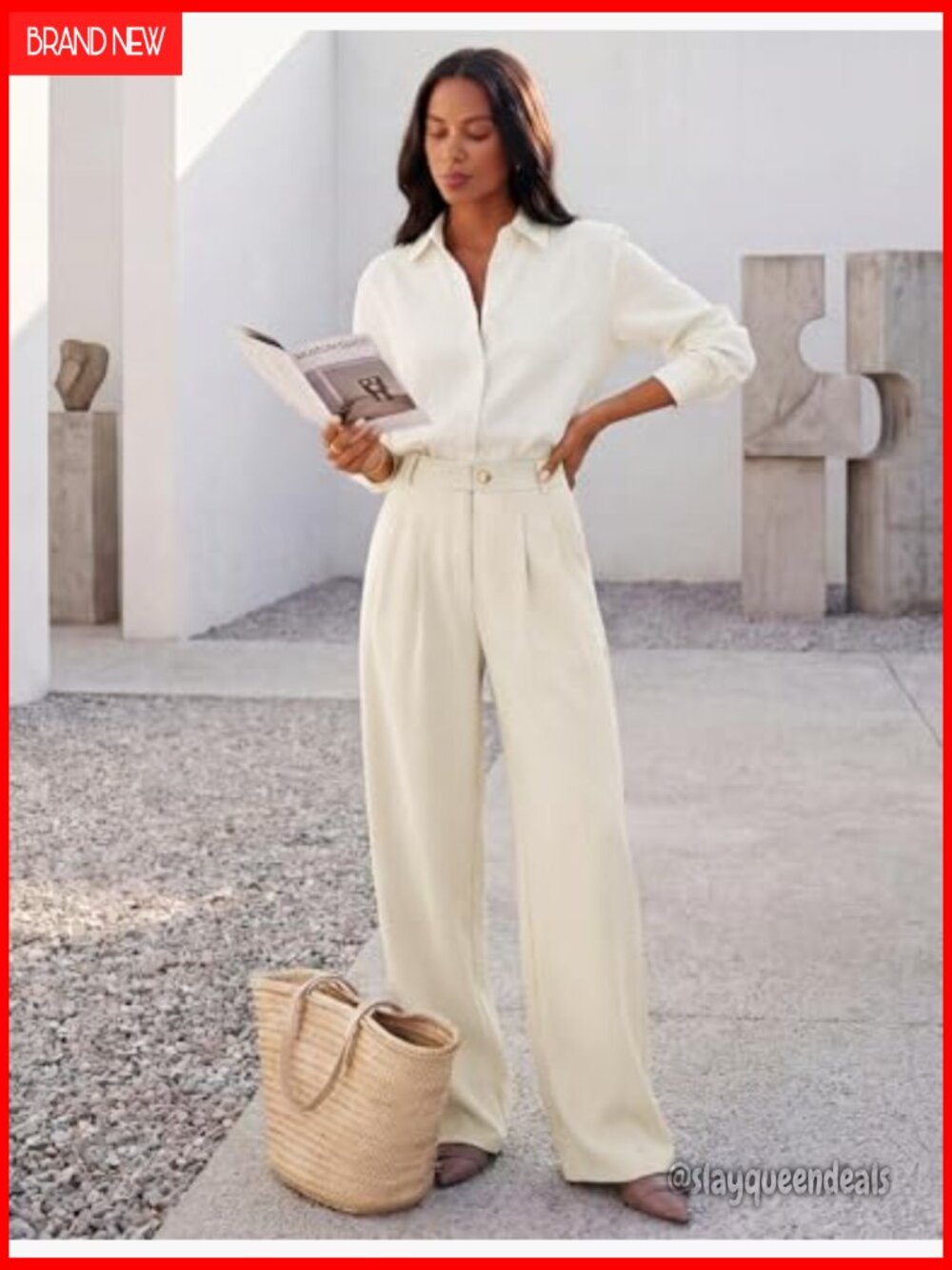 Wide Leg Dress Pants High Waisted Business Casual Palazzo Trousers Work Office - Picture 2 of 7